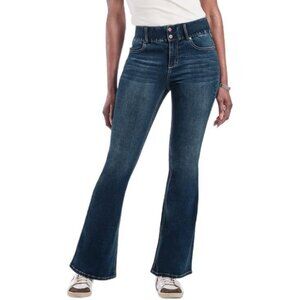 Women High-Rise Stretch Jeans Dark Blue Contour Fit 5-Pocket Casual